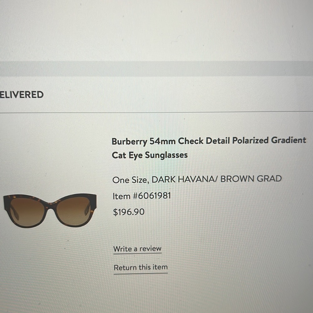 Burberry 54mm check detail polarized gradient car eye sunglasses - Picture 4 of 4